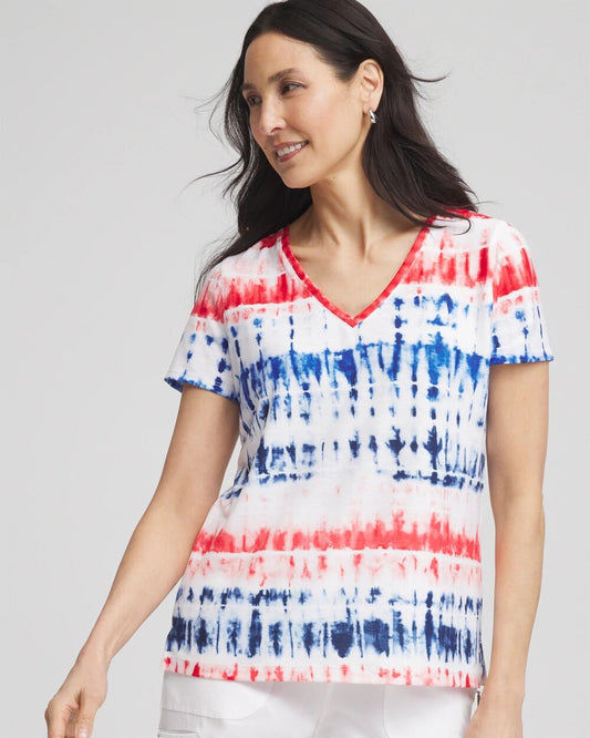 Zenergy Americana Tie-dye V-Neck Tee