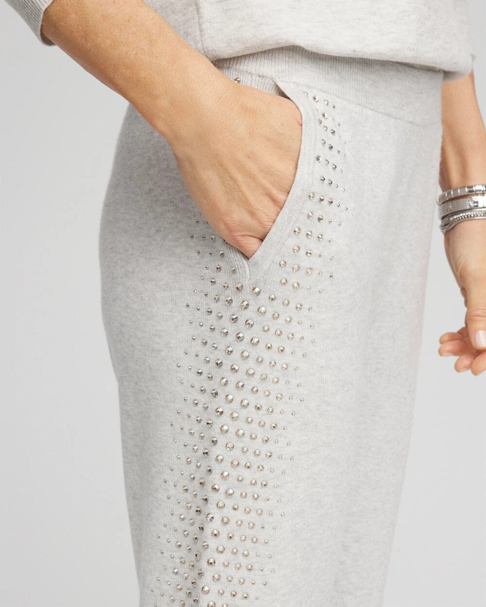 Zenergy Luxe Cashmere Blend Rhinestone Ankle Pants