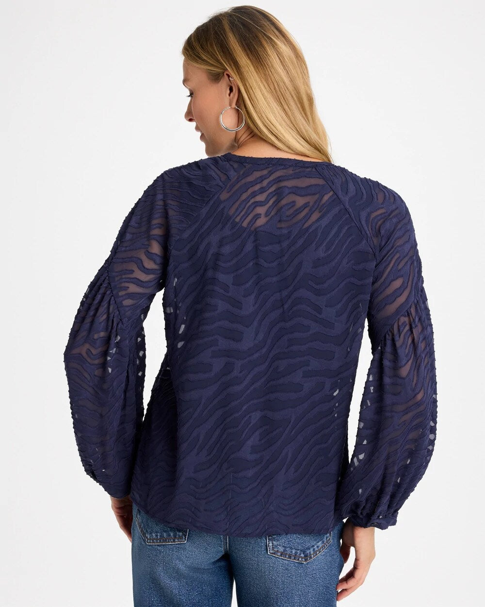 Zebra Jacquard Popover Blouse
