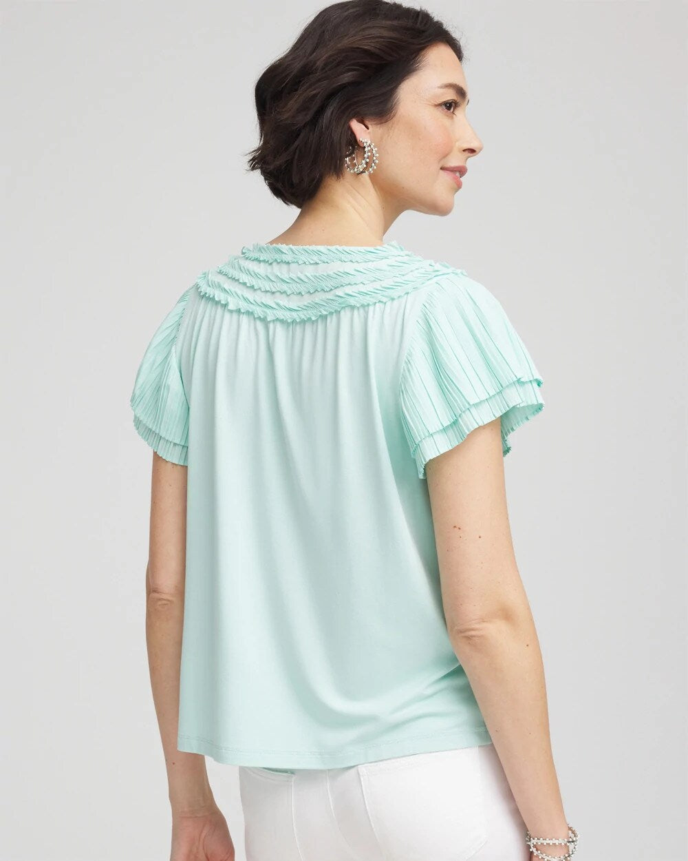 Touch of Cool Layered Pleated Flutter Tee