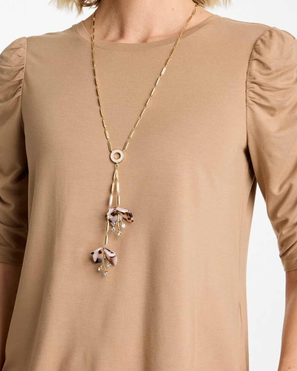 Tortoise Spider Lily Y-Necklace