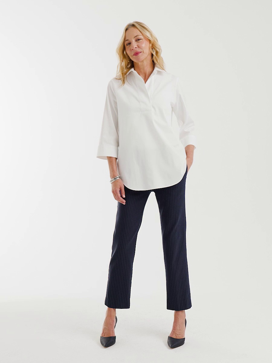 Brigitte Straight Pinstripe Cropped Pants