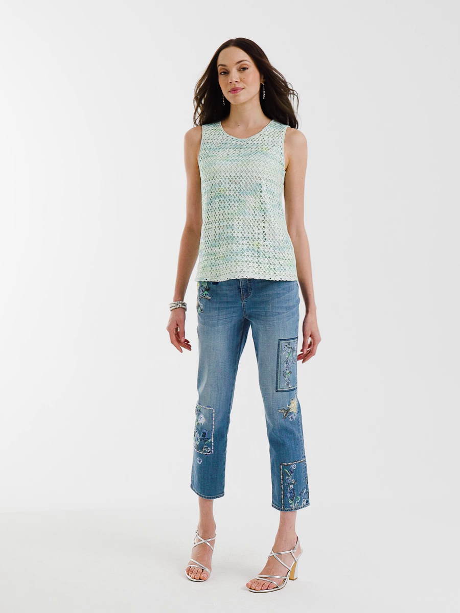 Floral Patchwork Girlfriend Crop Jeans