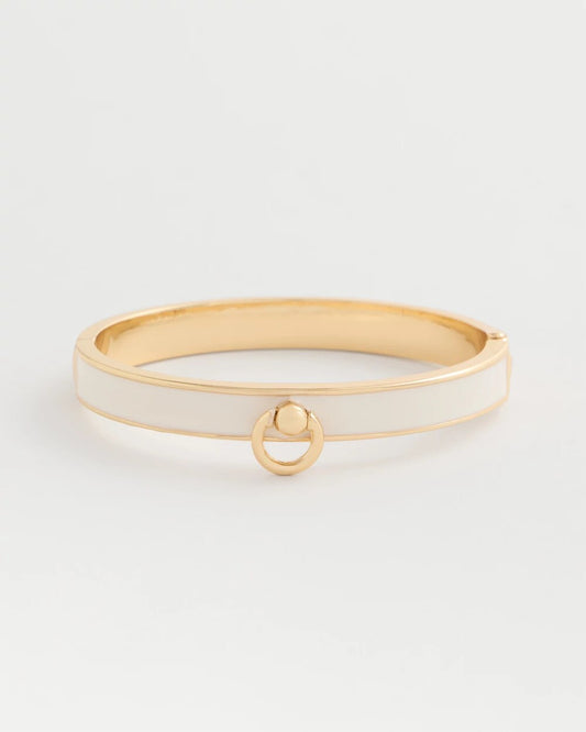 Mixed Metal White Epoxy Hinge Bangle