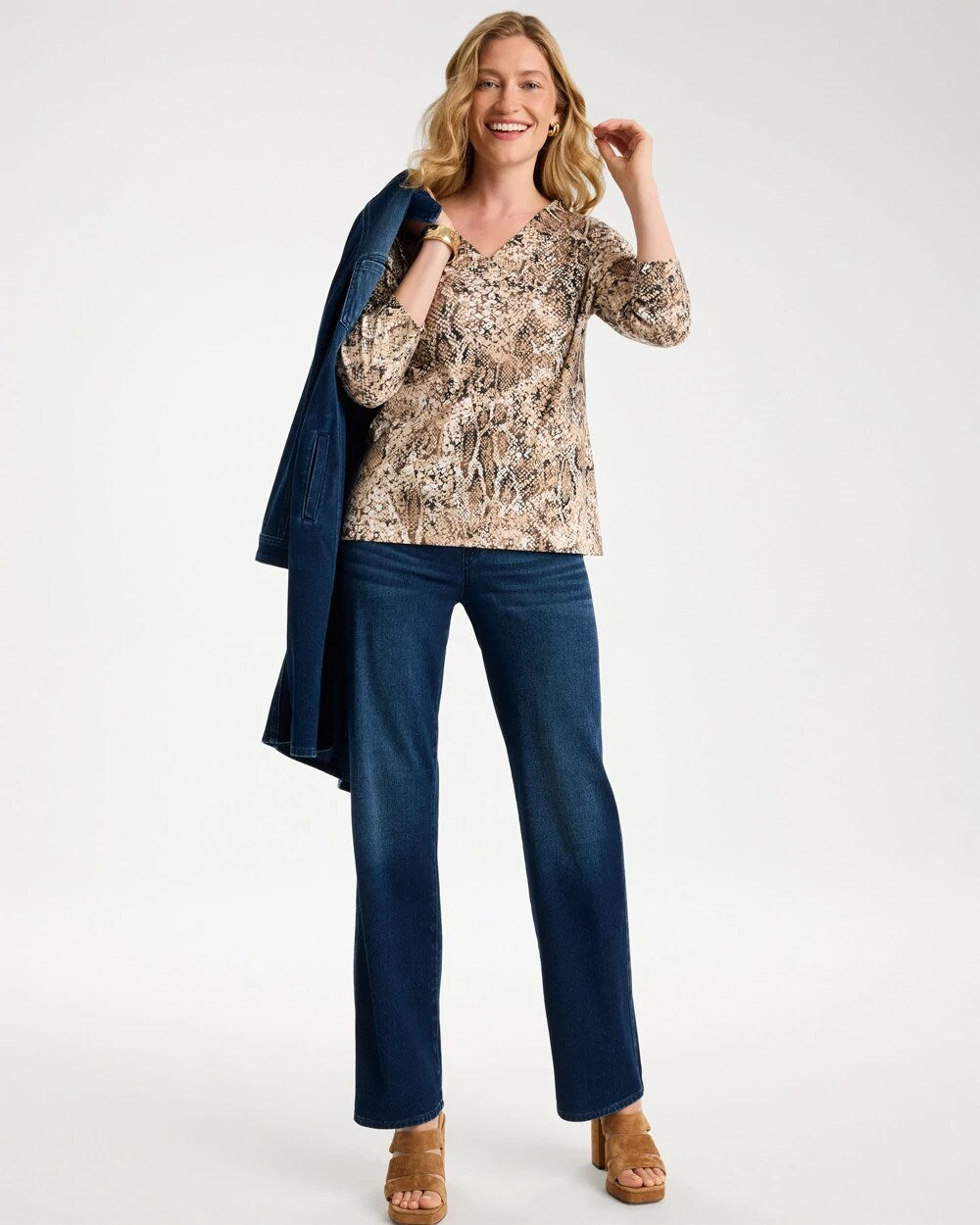 Printed Pima Cotton 3/4 Sleeve Tee
