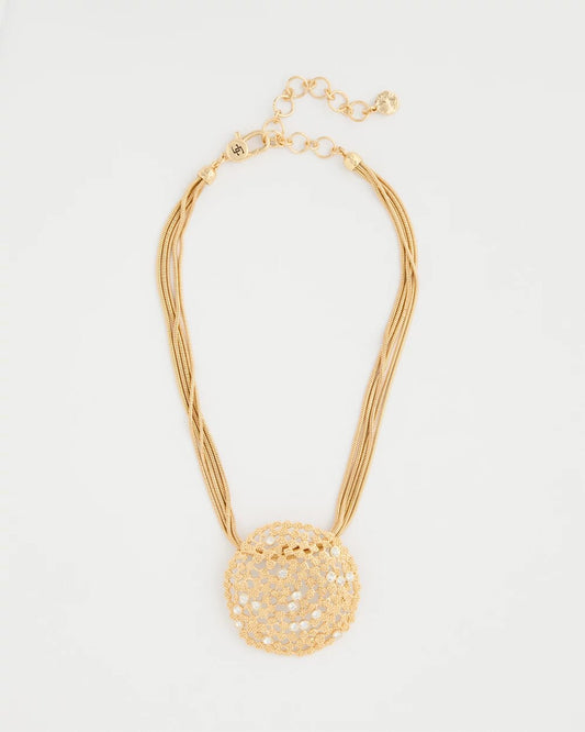 Sea Foam Medallion Pendant Necklace