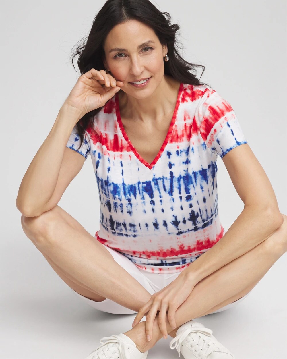 Zenergy Americana Tie-dye V-Neck Tee
