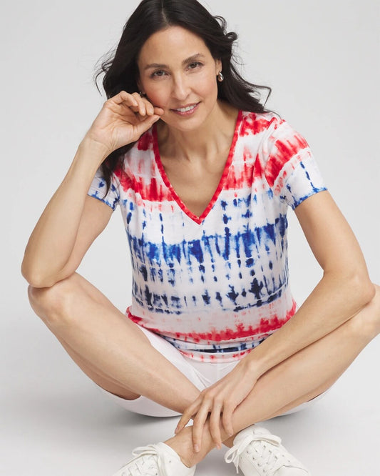 Zenergy Americana Tie-dye V-Neck Tee