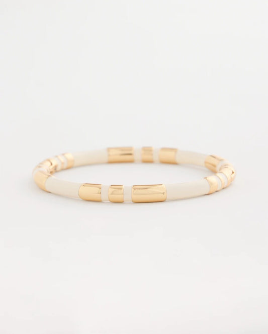 White Enamel Hinge Bangle