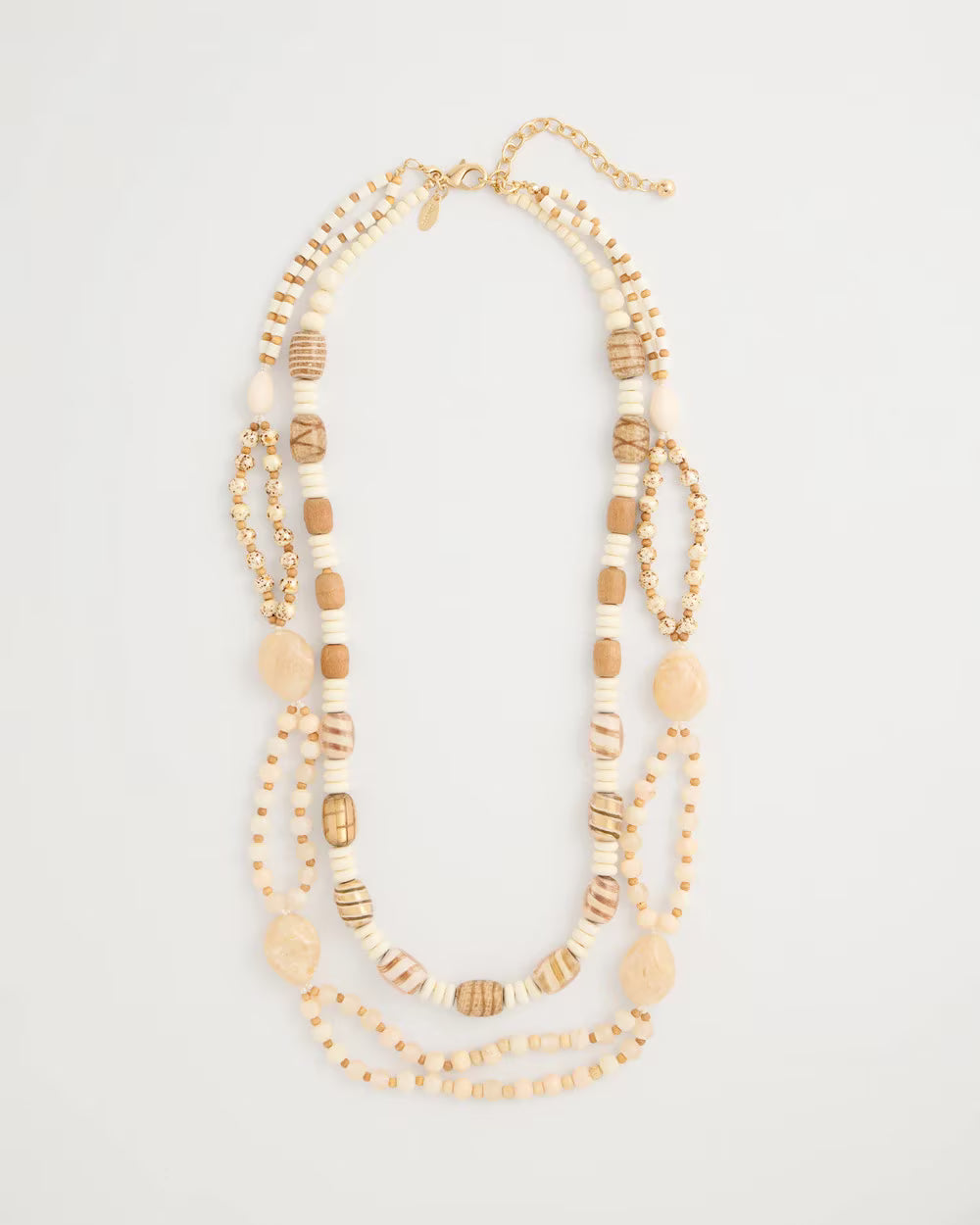 Resin Wood Double Strand Necklace