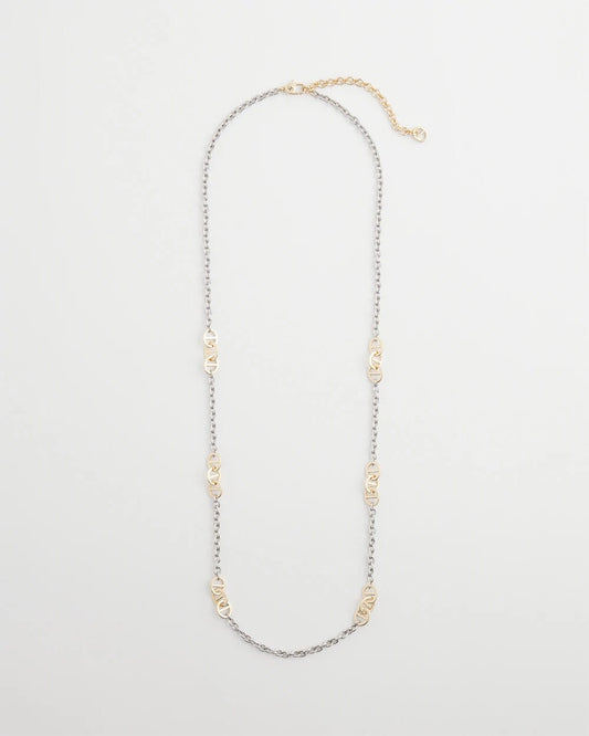 Mixed Metal Link Long Necklace