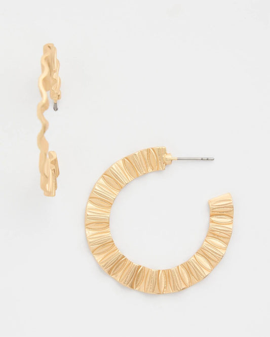 Crinkled Goldtone Hoop Earrings
