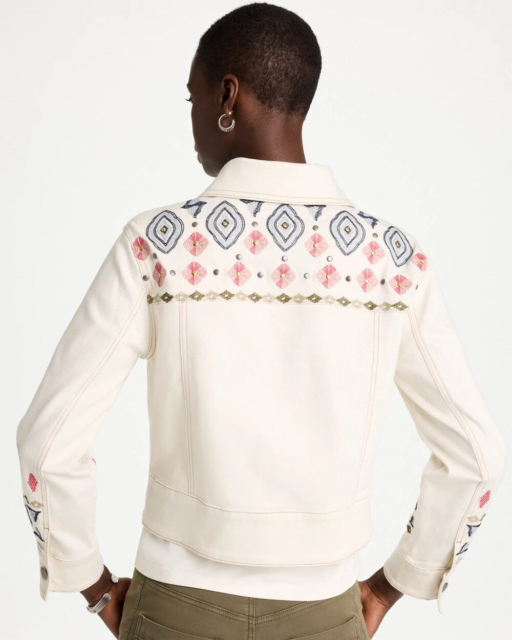 Cropped Embroidered Denim Jacket