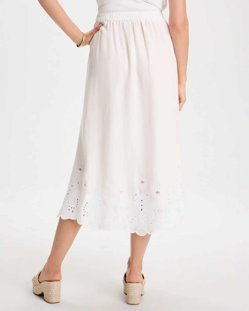 Twill Embroidered Hem Skirt