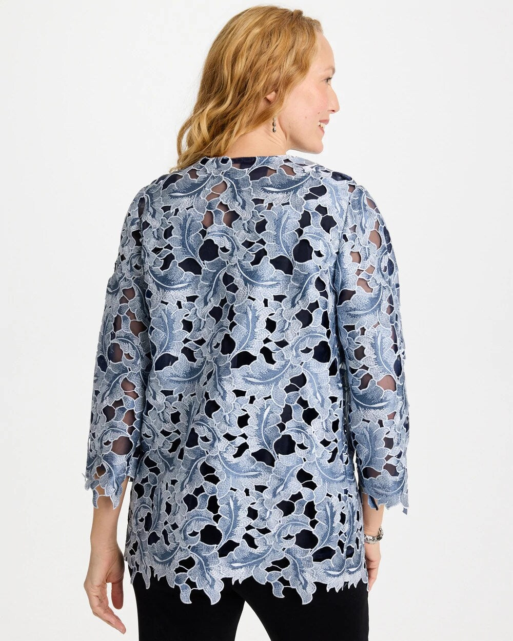 Travelers Collection Contrast Lined Lace Jacket