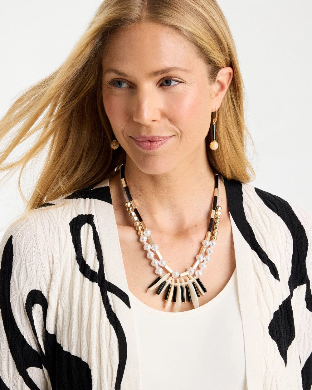Beaded Charm Double-Strand Necklace