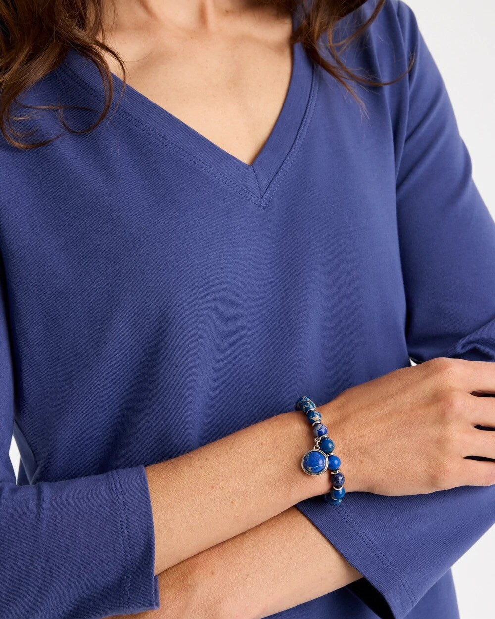 Blue Jasper Stretch Charm Bracelet