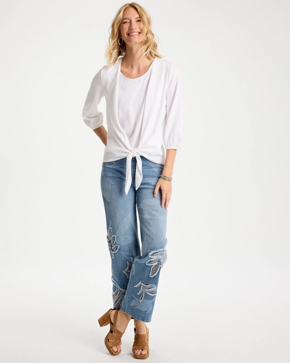 Knit Gauze Tie-Front Cardigan