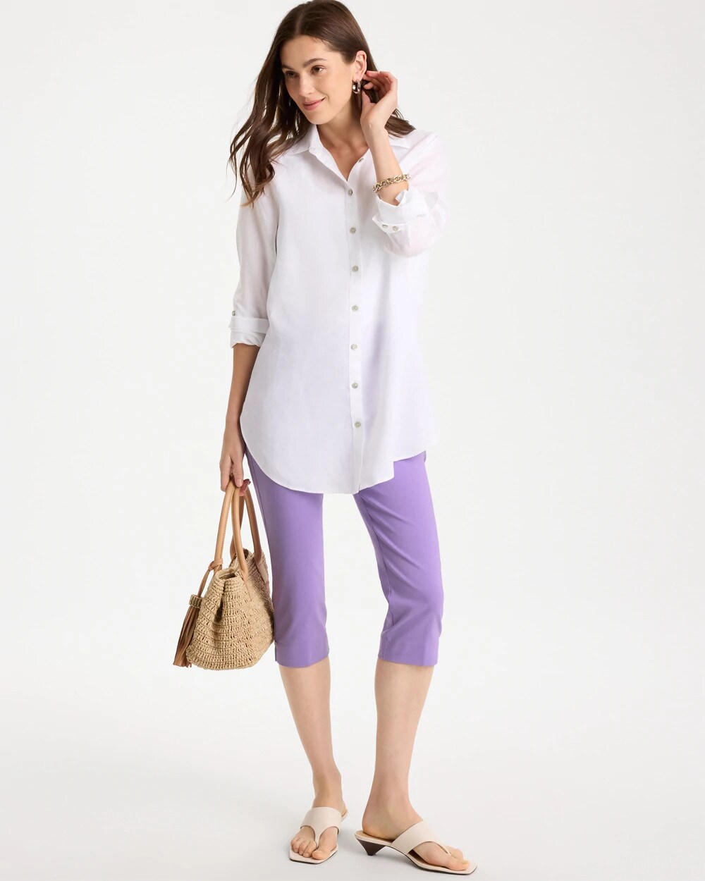 Brigitte Slim Rivet Pull-On Capri Pant