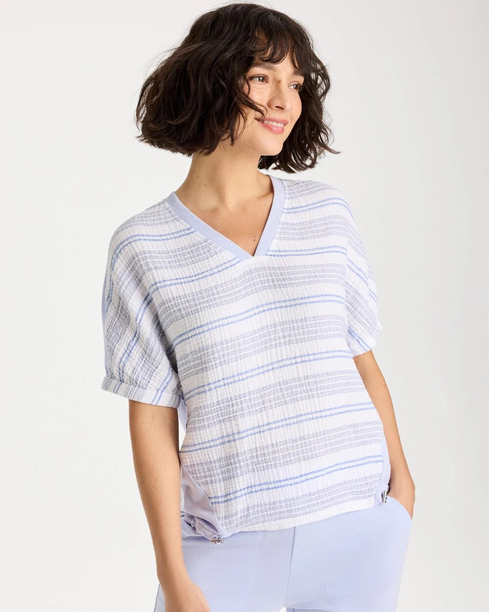 Zenergy Striped Gauze Lounge Shirt