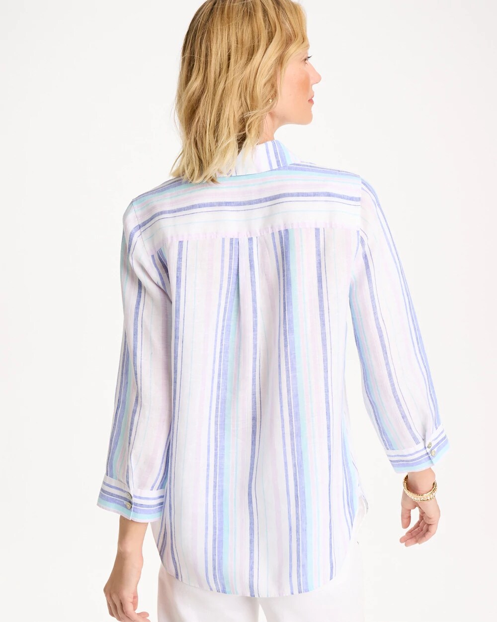 No Iron Linen Striped Shirt