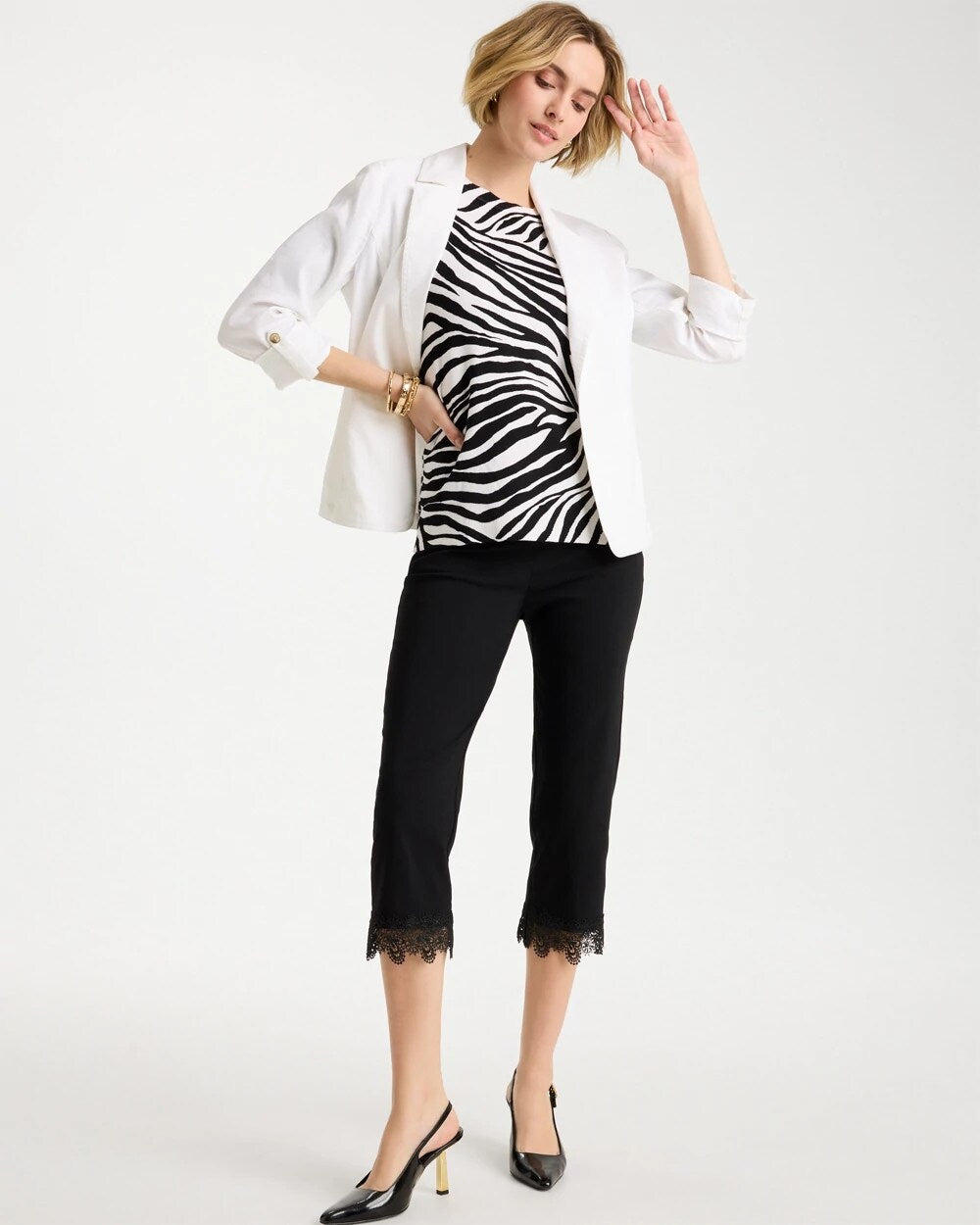 Brigitte Slim Applique Hem Capri Pant