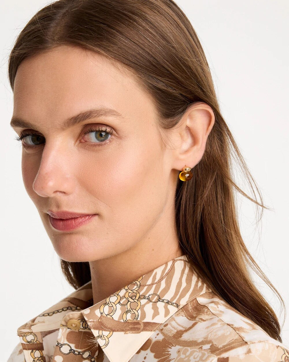 Amber Resin Stud Earrings