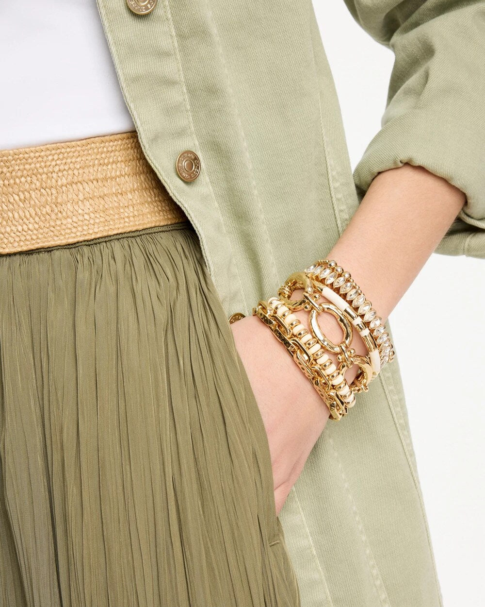White Enamel Hinge Bangle