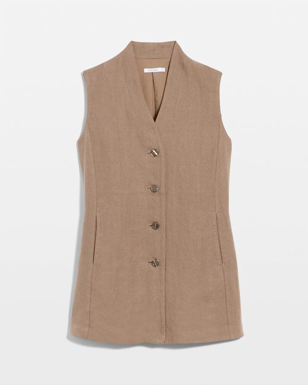 Long Linen Sleeveless Vest
