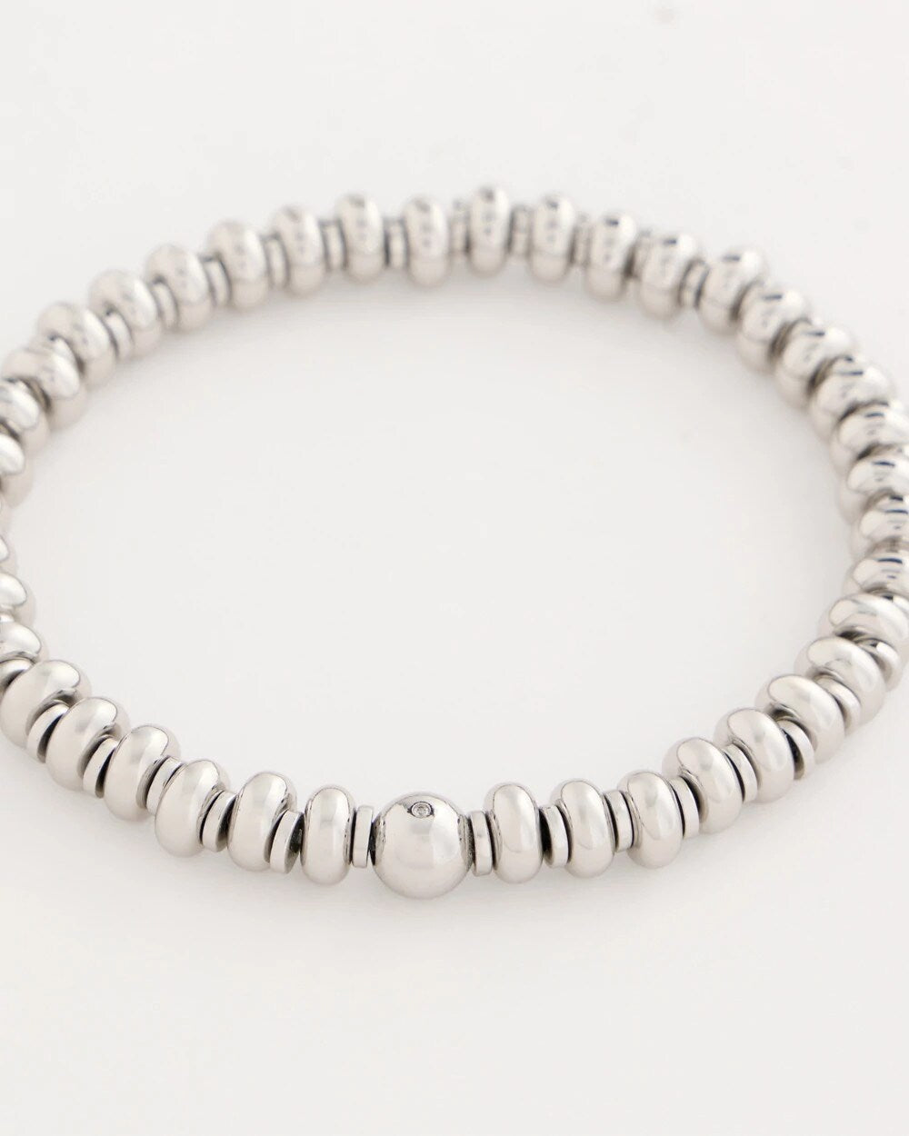 Silvertone Rounded Stretch Bracelet