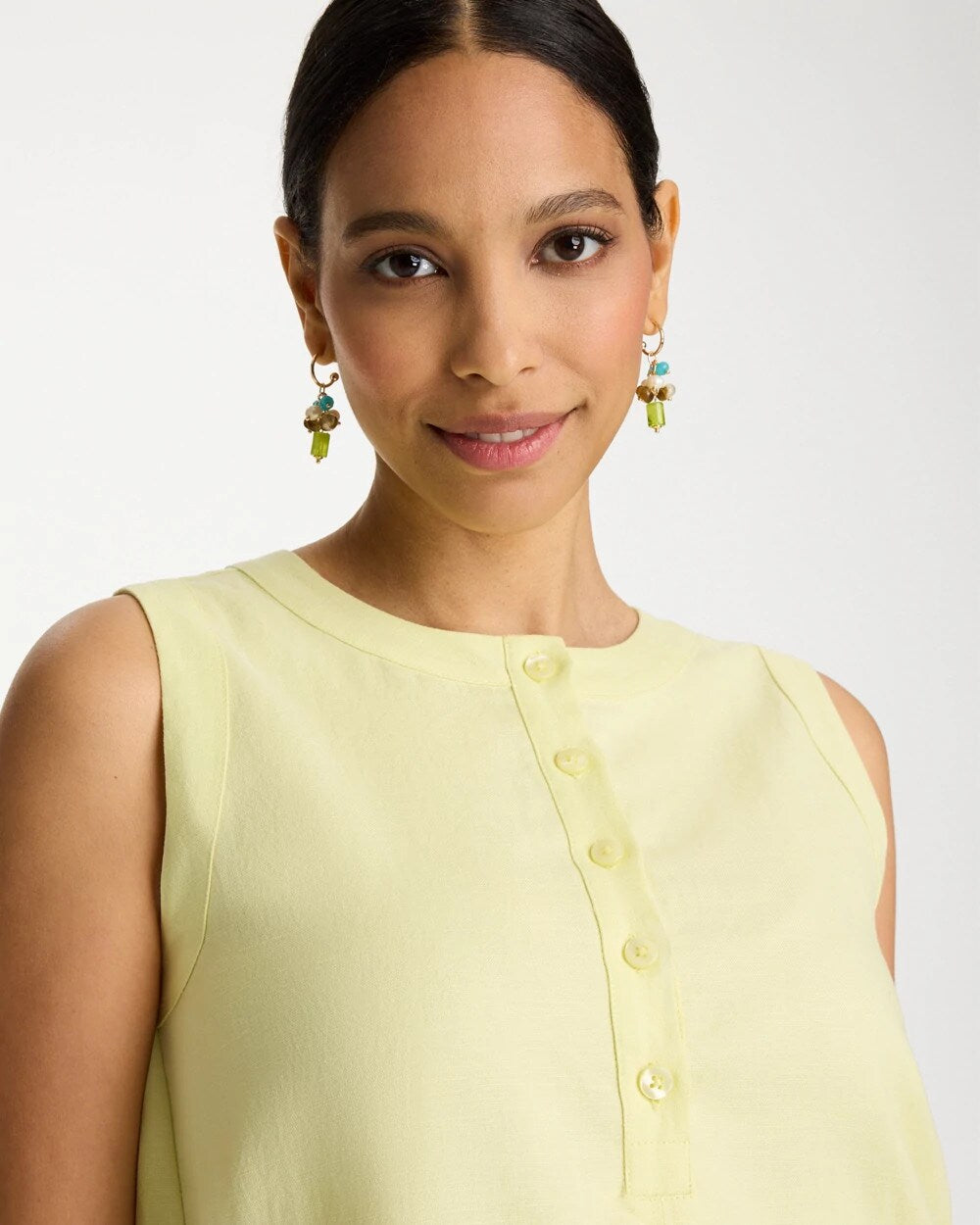 Linen-Cotton Henley Dress