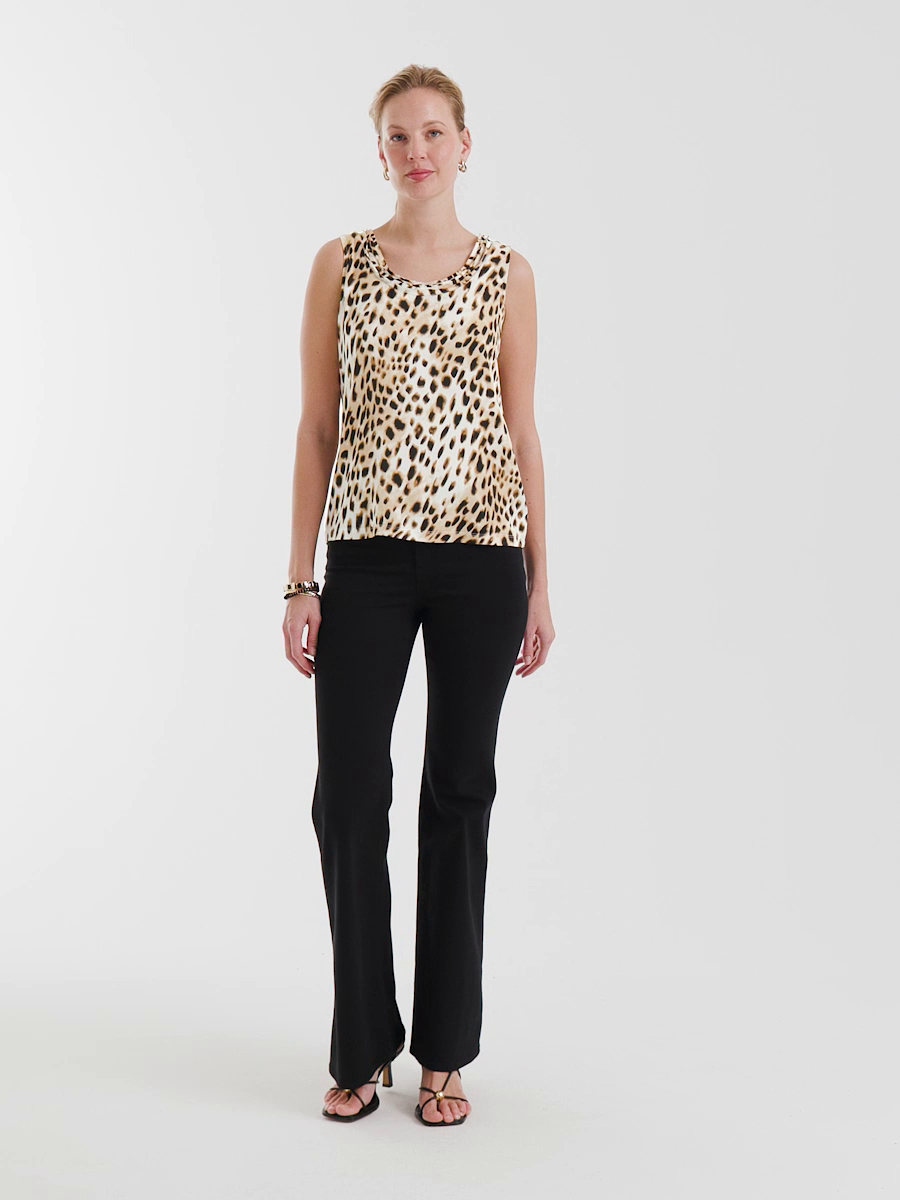 Animal Print Jersey Satin Tank Top