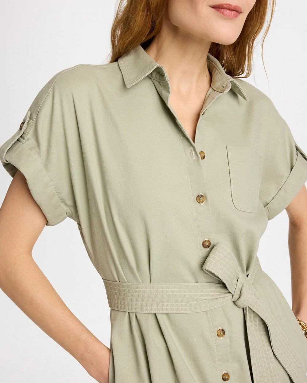 Dolman Tie Hemp Denim Shirtdress