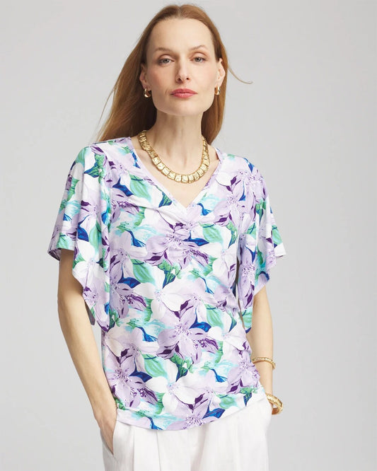 Touch of Cool Lily Handkerchief-Sleeve V-Neck Tee