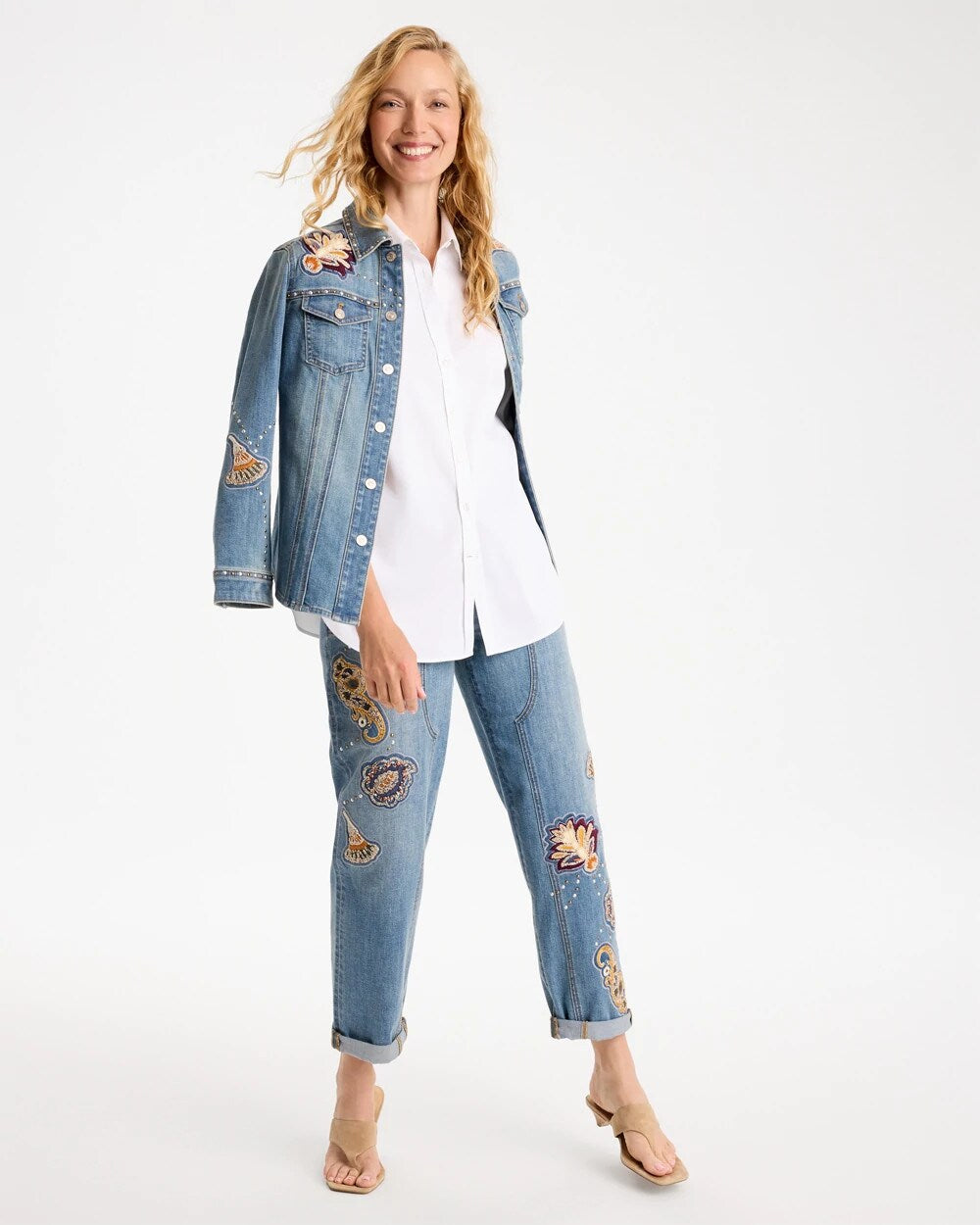 Embellished Vintage Boyfriend Crop Jeans