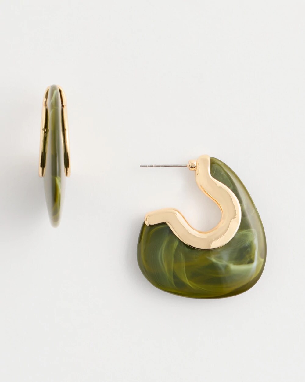 Green Resin Hoop Earrings