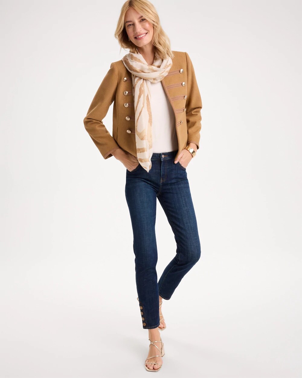 Melton-Blend Wool Band Jacket