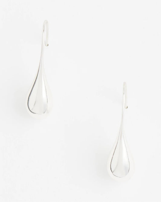 No Droop Silver Tone Teardrop Threader Earrings