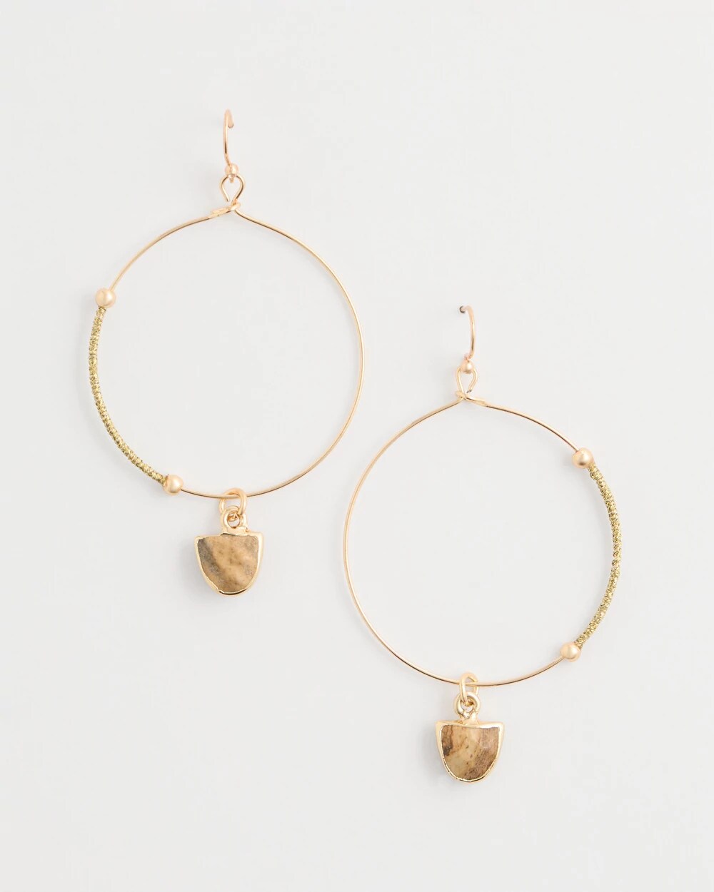 Hoop Jasper Stone Charm Earrings