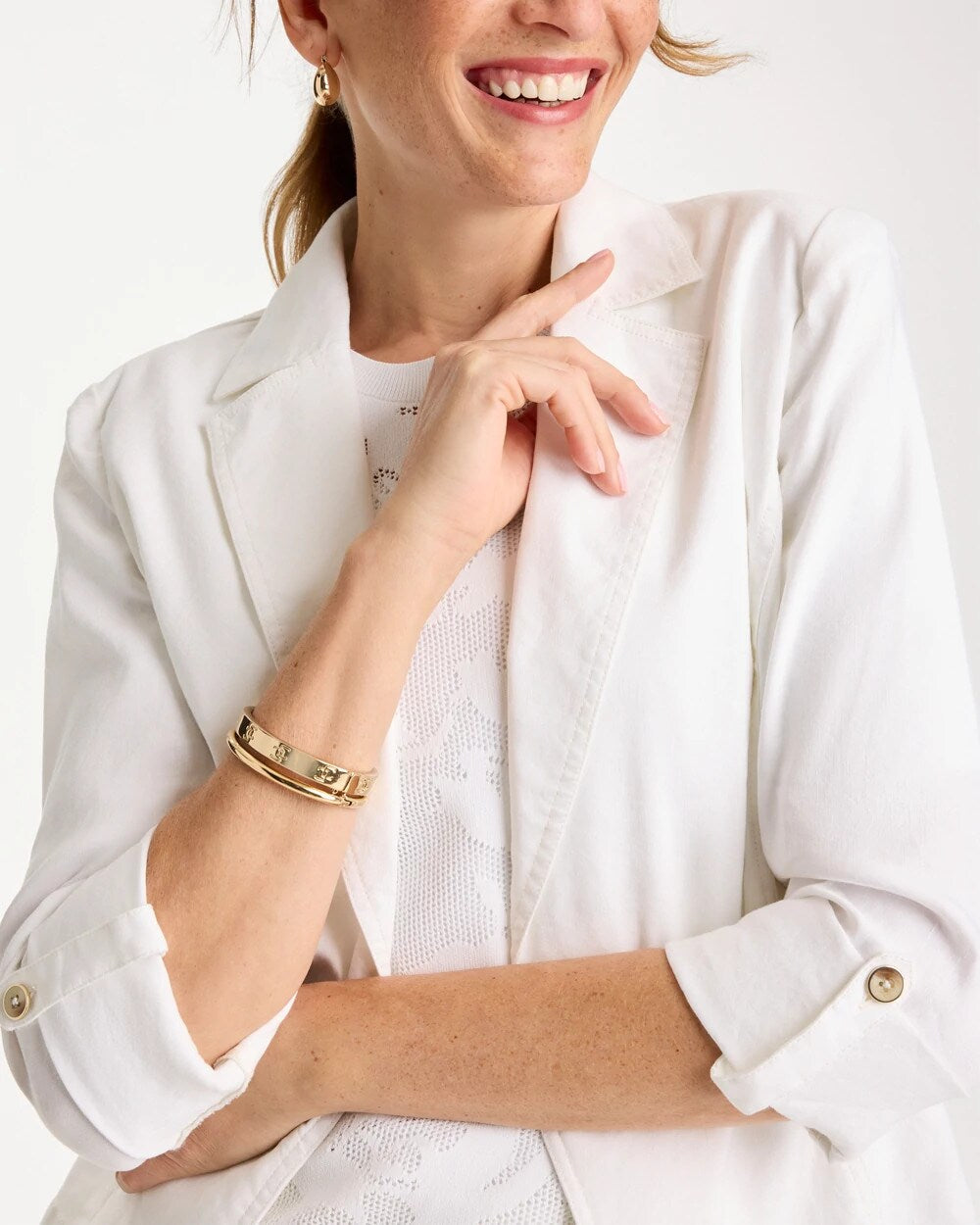 Linen Roll Sleeve Blazer