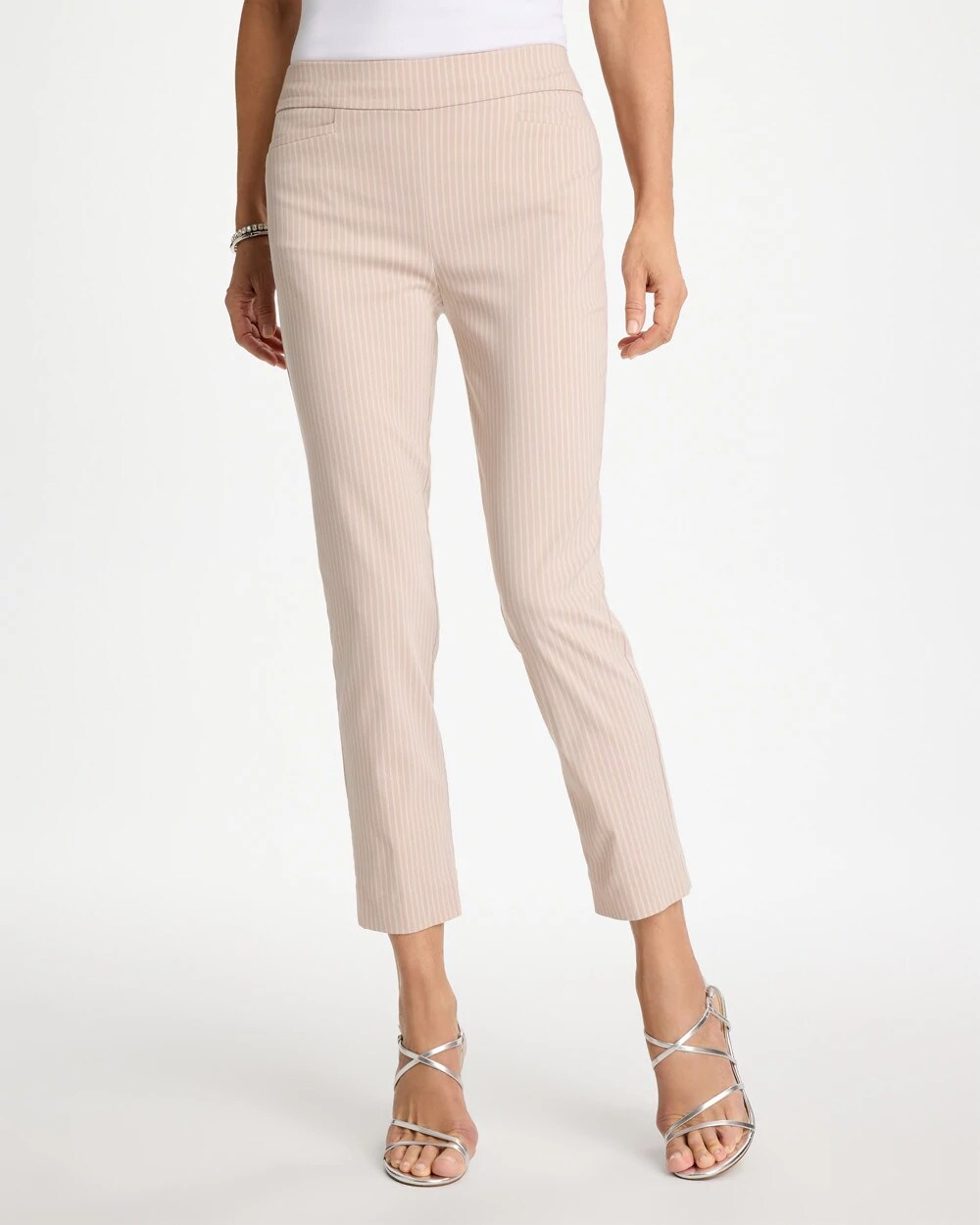 Brigitte Slim Twill Stripe Neutral Crop