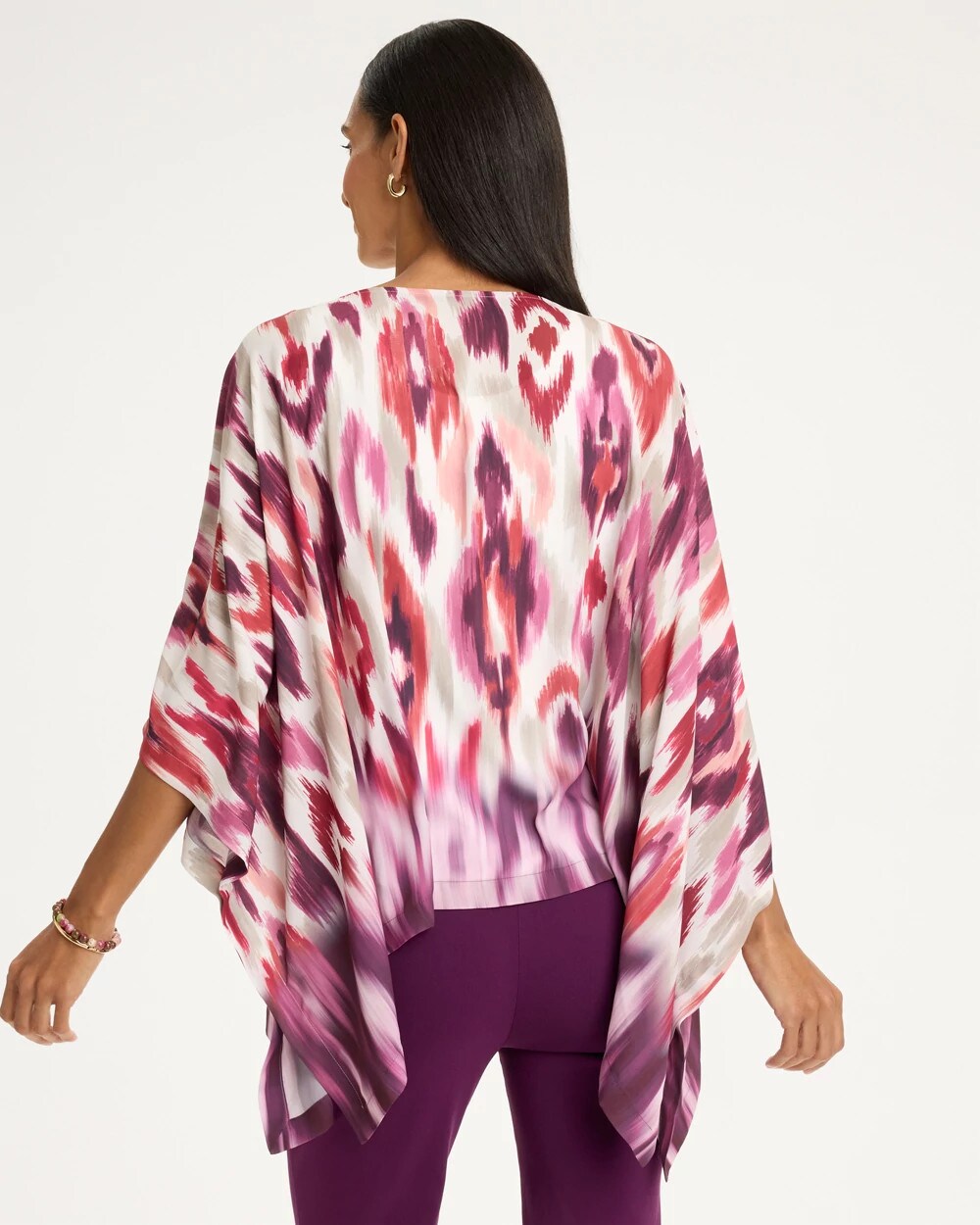Sunset Printed Crepe Poncho