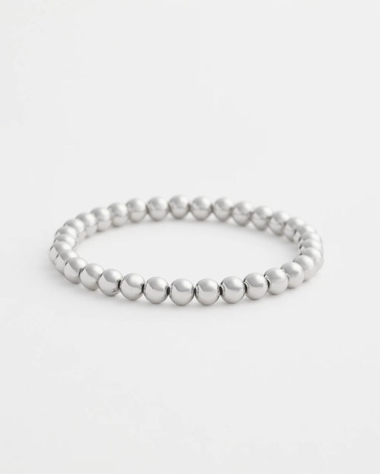 Small Beaded Silver Tone Stretch Bracelet