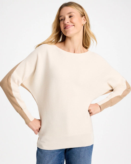 Colorblock Bateau Dolman Pullover Sweater