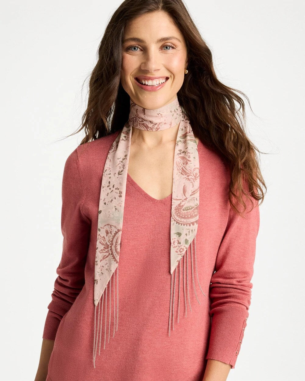 Paisley Fringe Skinny Scarf