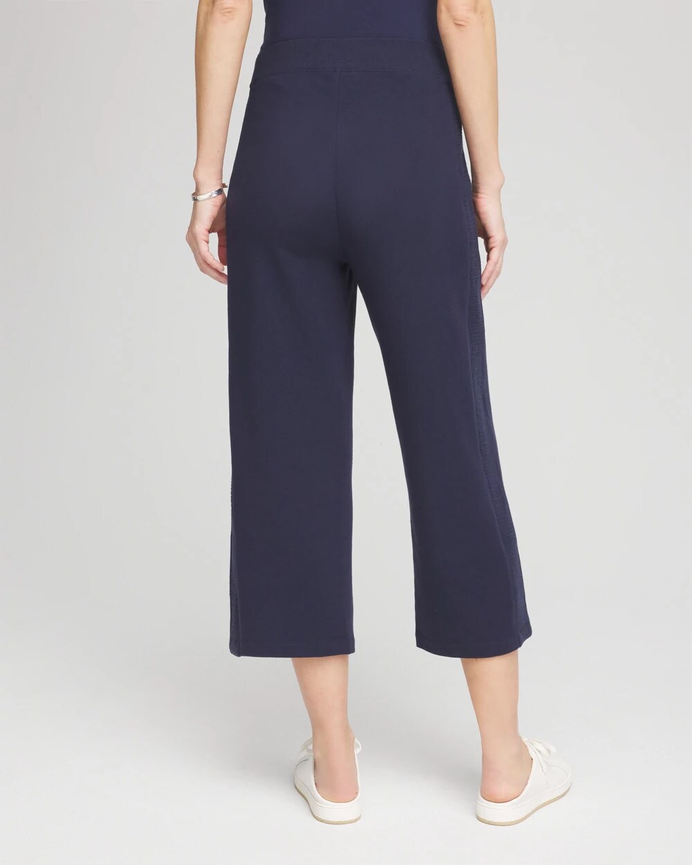 Zenergy French Terry Gauze-Inset Cropped Pants