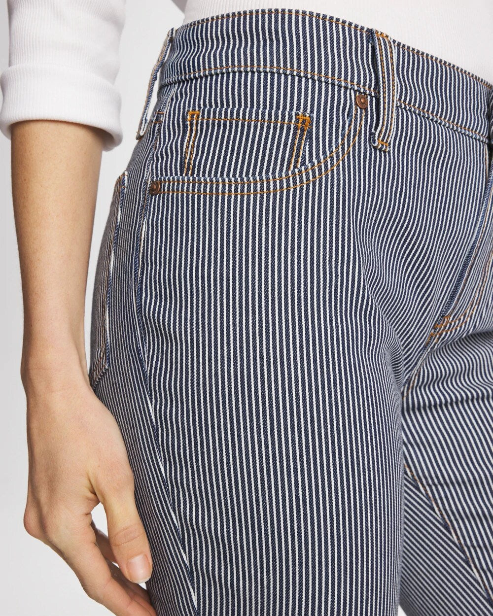 Petite Pinnacle Stripe Girlfriend Ankle Jeans