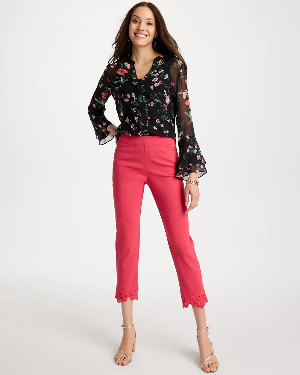 Embroidered Brigitte Slim Crop Pant