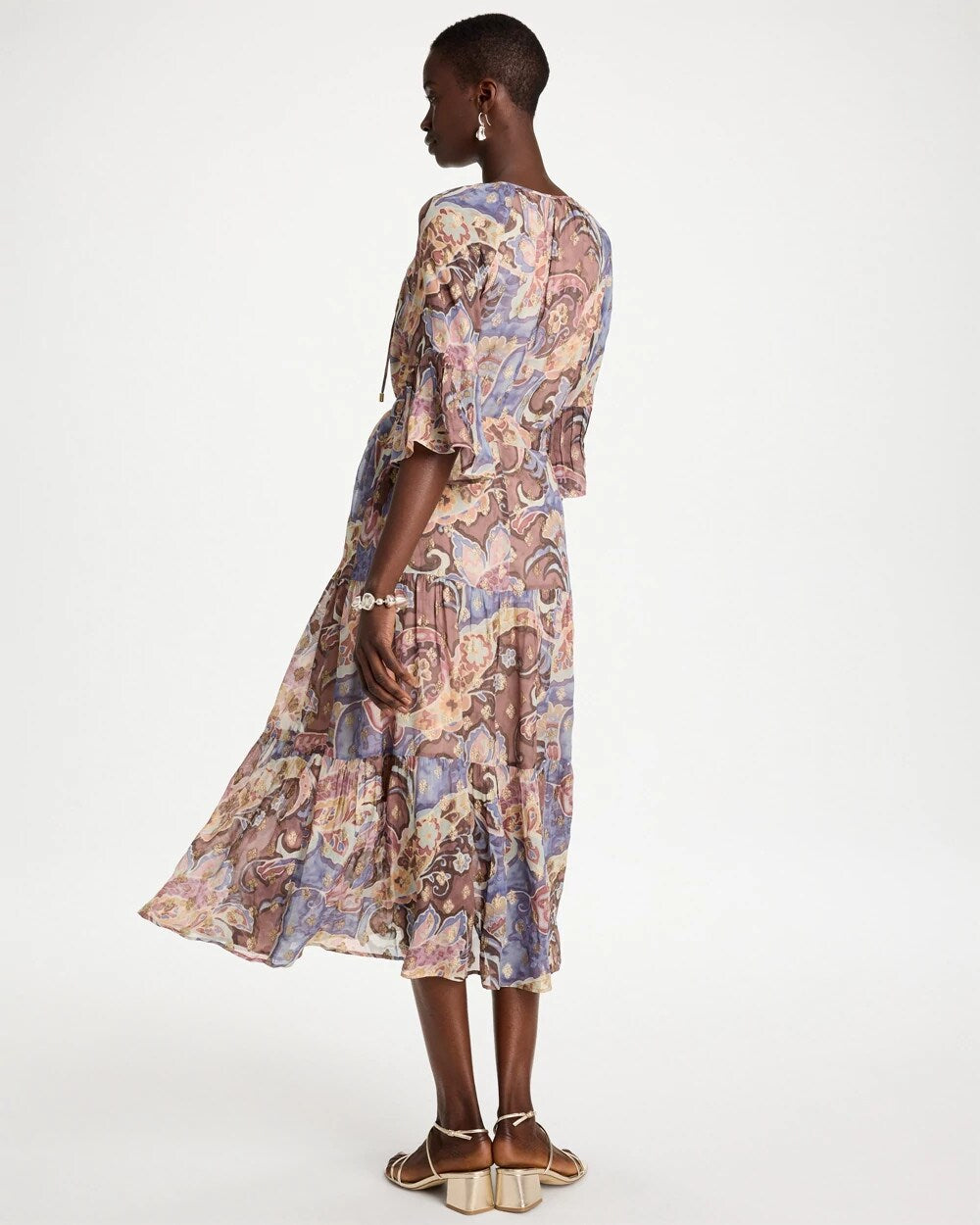 Foiled Woven Pleated Dress