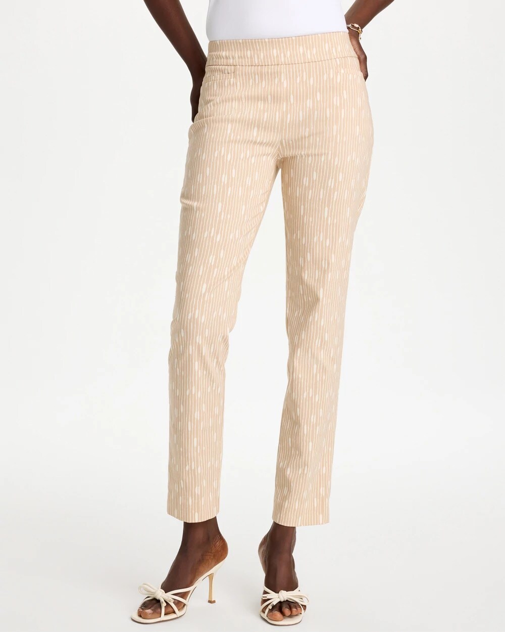 Striped Brigitte Slim Pull-On Ankle Pants